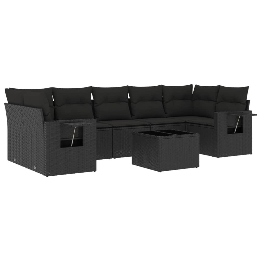 Thumbnail - vidaXL 8-tlg. Garten-Sofagarnitur mit Kissen Schwarz Poly Rattan