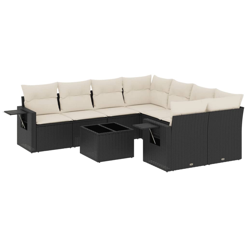 Thumbnail - vidaXL 9-tlg. Garten-Sofagarnitur mit Kissen Schwarz Poly Rattan