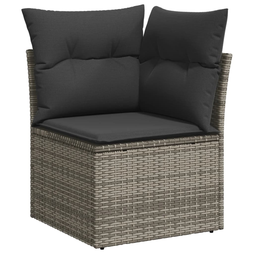 9 Piece Garden Sofa Set with Cushions Grey Poly Rattan 3219959