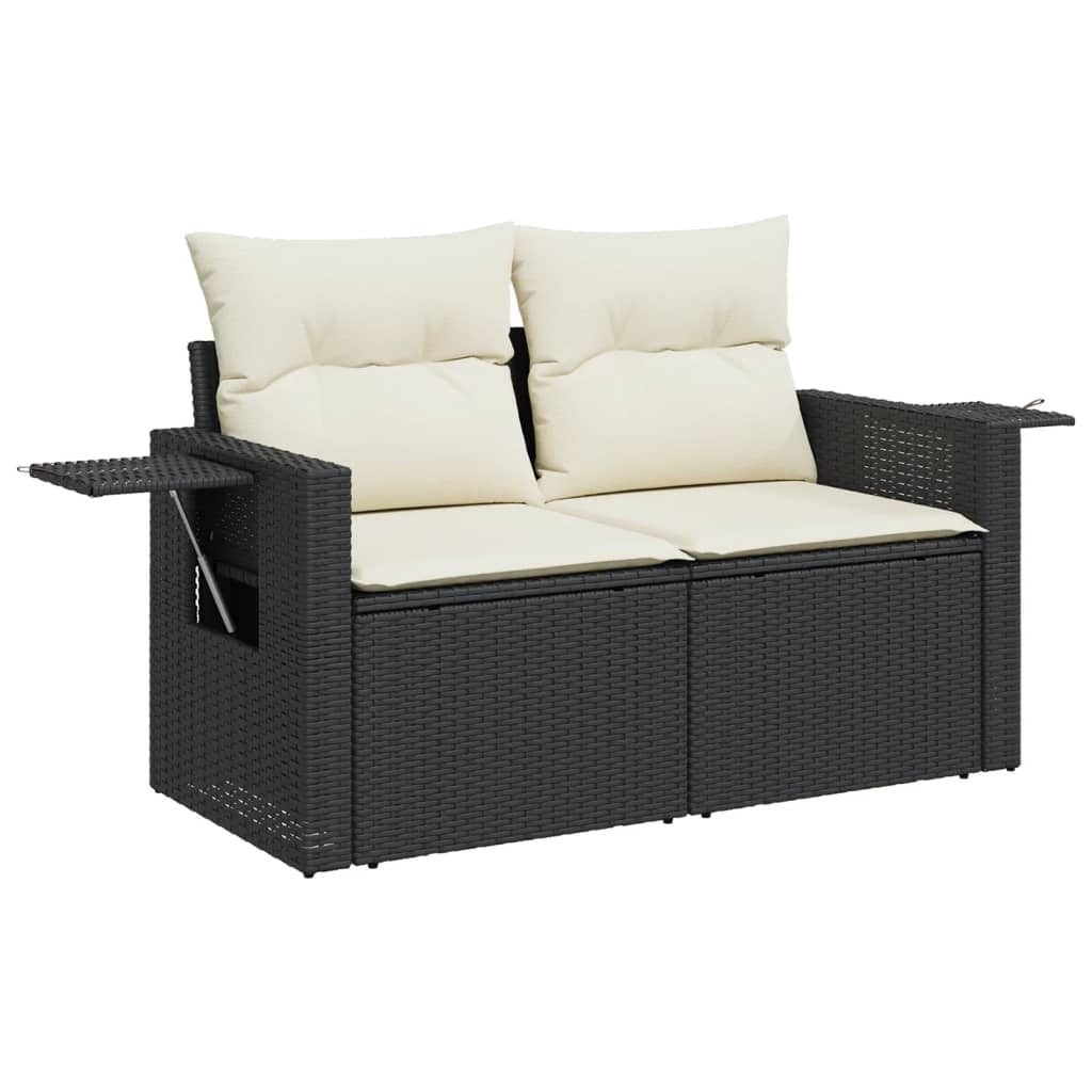 vidaXL 4-delige Loungeset met kussens poly rattan zwart afbeelding