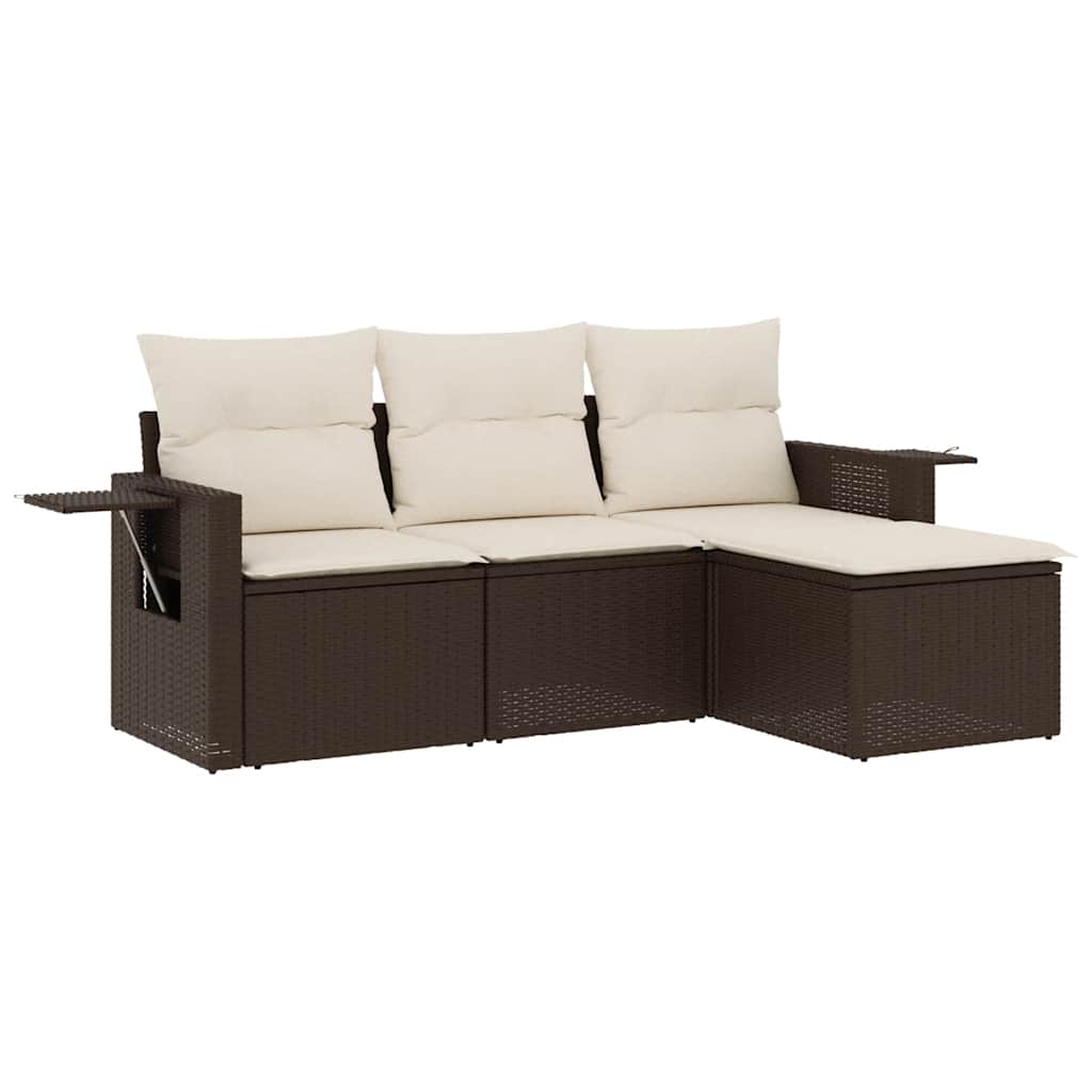 Thumbnail - vidaXL 4-tlg. Garten-Sofagarnitur mit Kissen Braun Poly Rattan