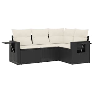 vidaXL 4-osaline aiadiivani komplekt patjadega, must, pol&uuml;rotang
