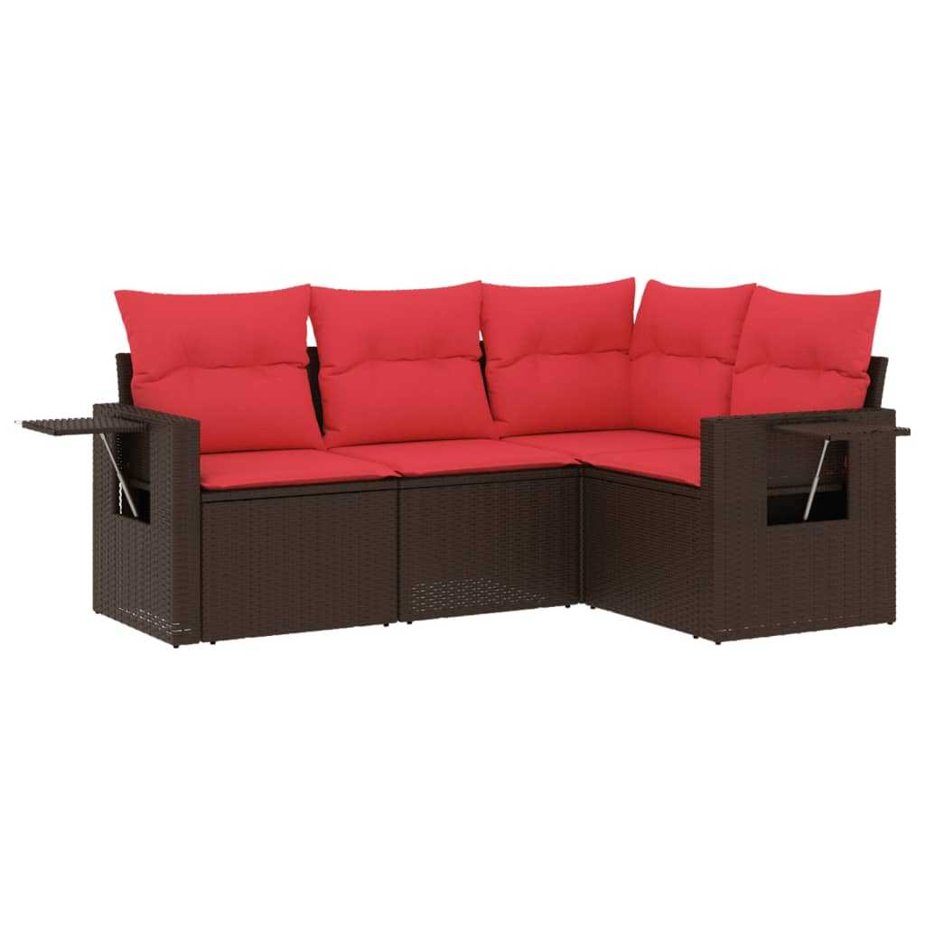 Thumbnail - vidaXL 4-teiliges Gartensofa-Set mit Kissen, braun, Polyrattan