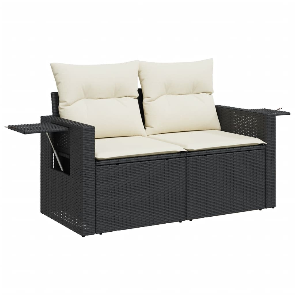 vidaXL 5-delige Loungeset met kussens poly rattan zwart afbeelding
