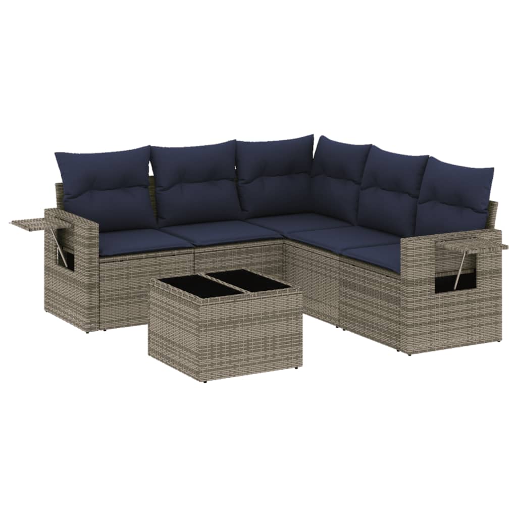 Thumbnail - vidaXL 6-teiliges Gartensofa-Set mit Kissen, grau, Polyrattan