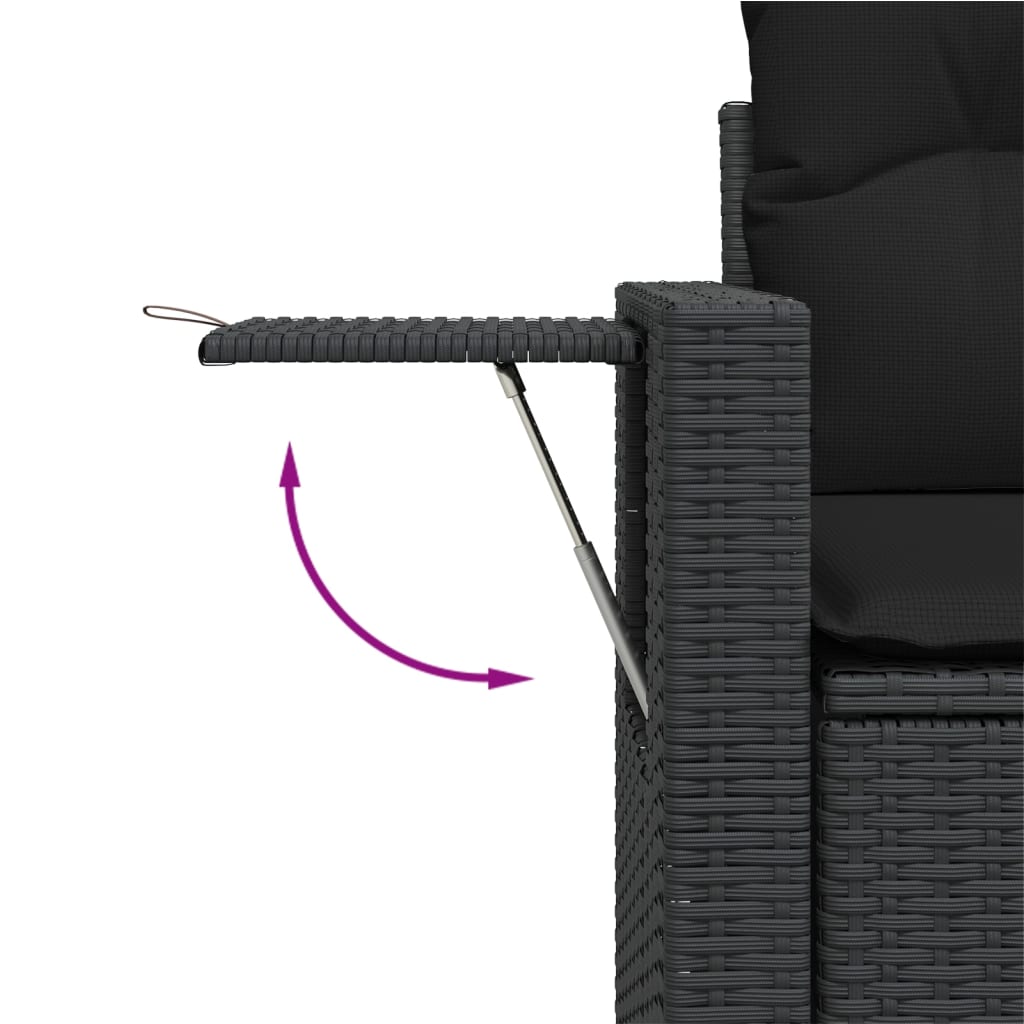 vidaXL 6-delige Loungeset met kussens poly rattan zwart afbeelding