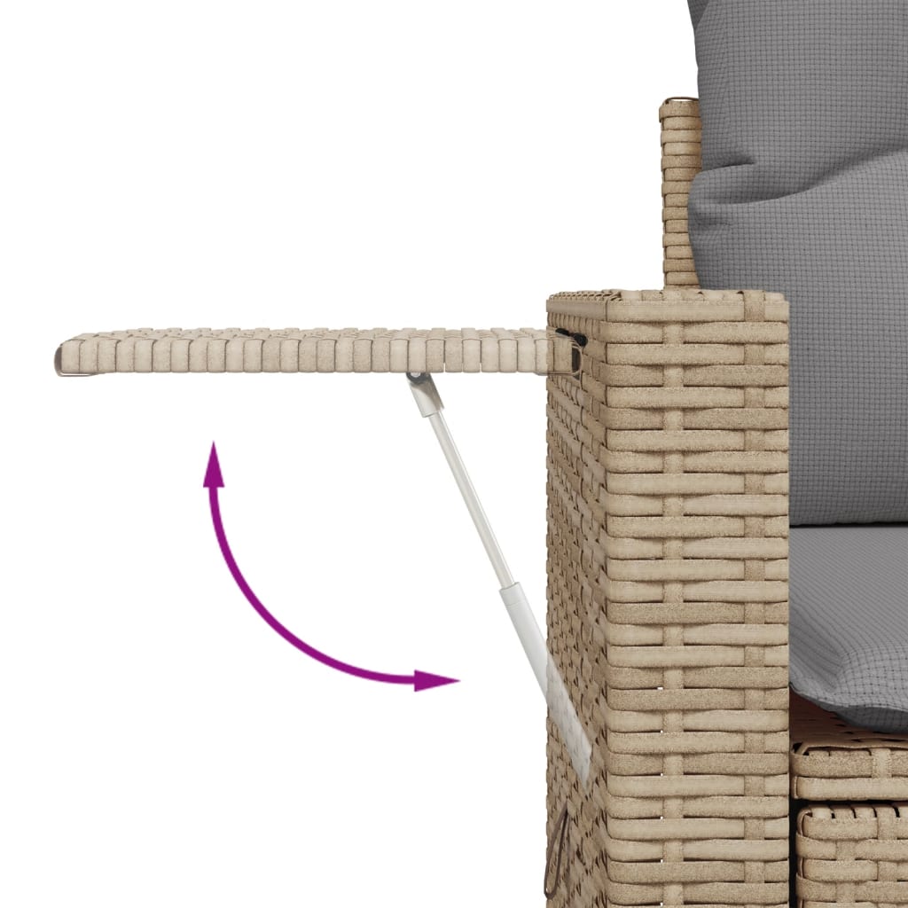 vidaXL 6-delige Loungeset met kussens poly rattan beige afbeelding