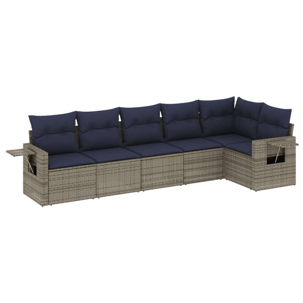 Thumbnail - vidaXL 6-teiliges Gartensofa-Set mit Kissen, grau, Polyrattan