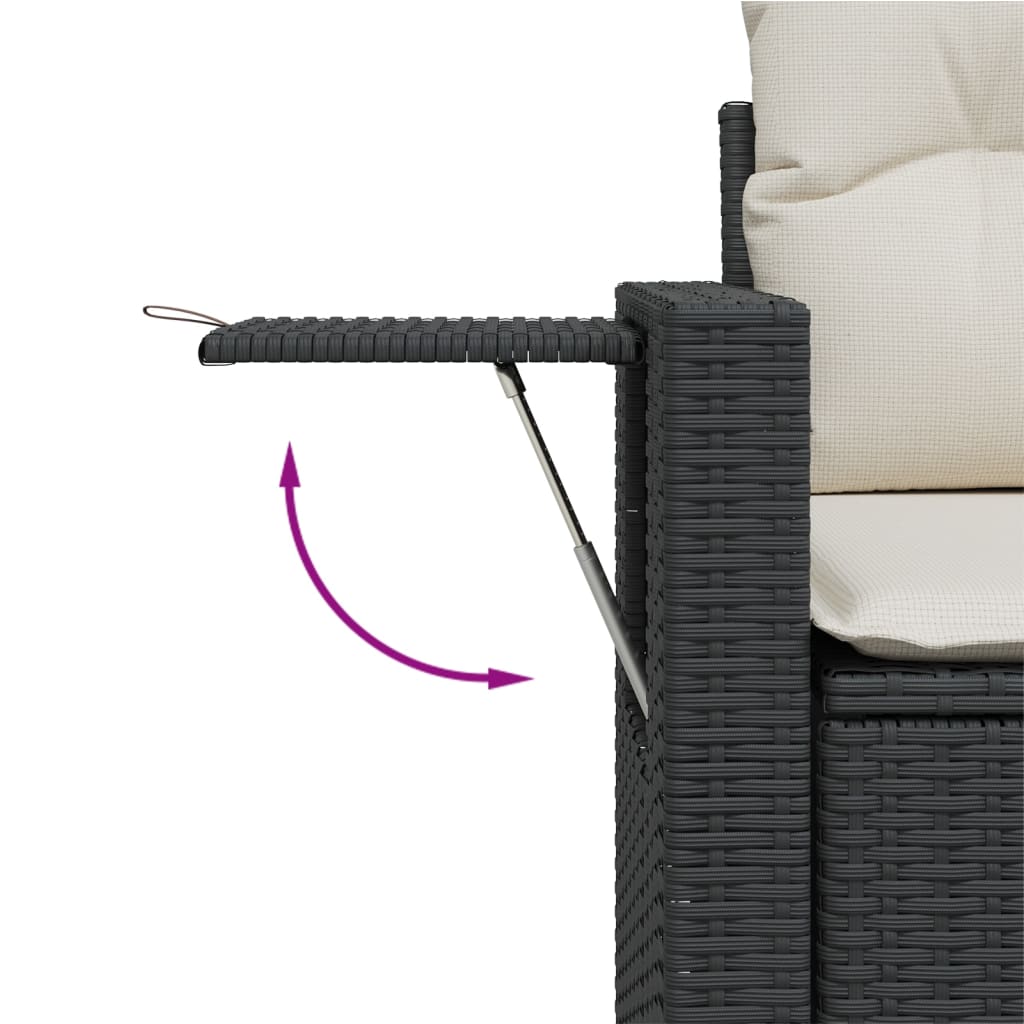 vidaXL 7-delige Loungeset met kussens poly rattan zwart afbeelding
