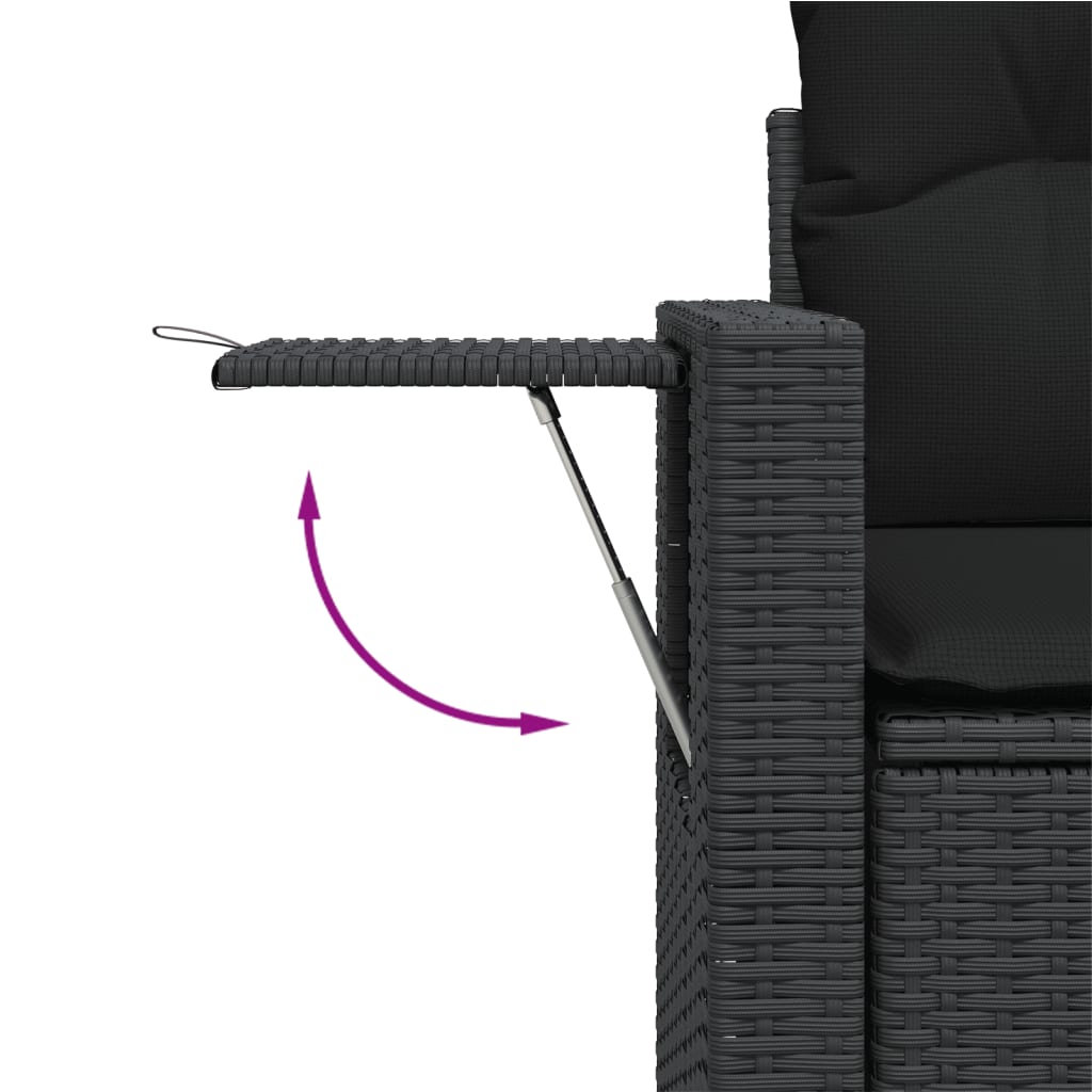 vidaXL 6-delige Loungeset met kussens poly rattan zwart afbeelding