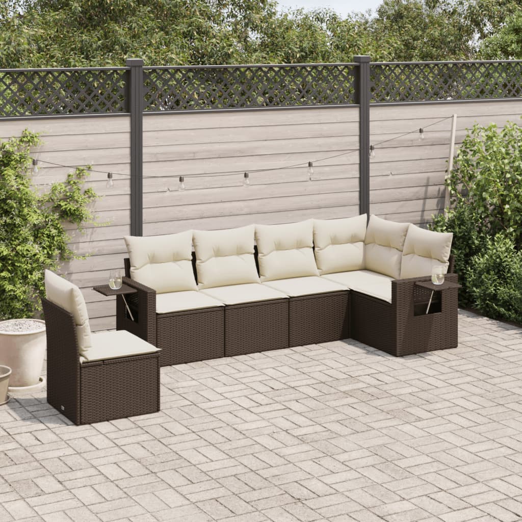 vidaXL Salon de jardin avec coussins 6 pcs marron résine tressée