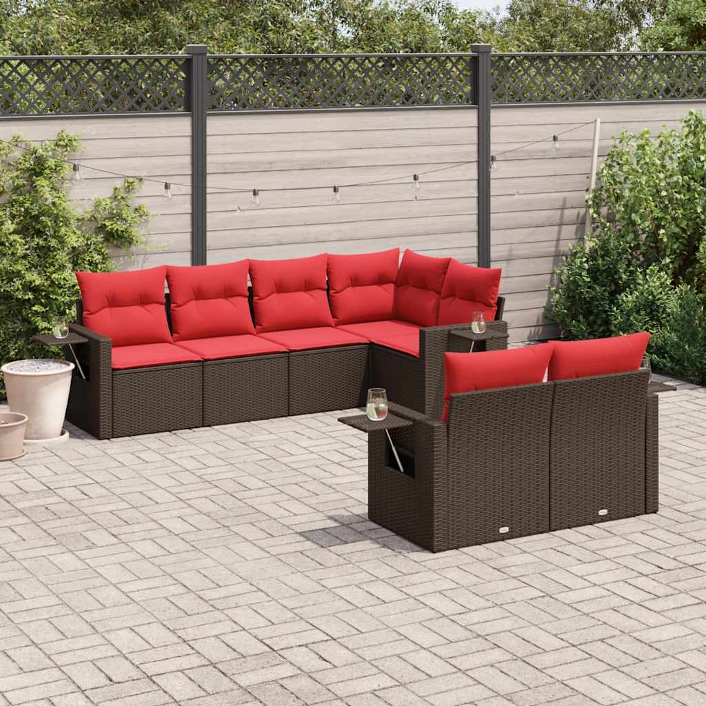 vidaXL 7-teiliges Gartensofa-Set mit Kissen, braun, Polyrattan vidaXL 7-teiliges Gartensofa-Set mit Kissen, braun, Polyrattan