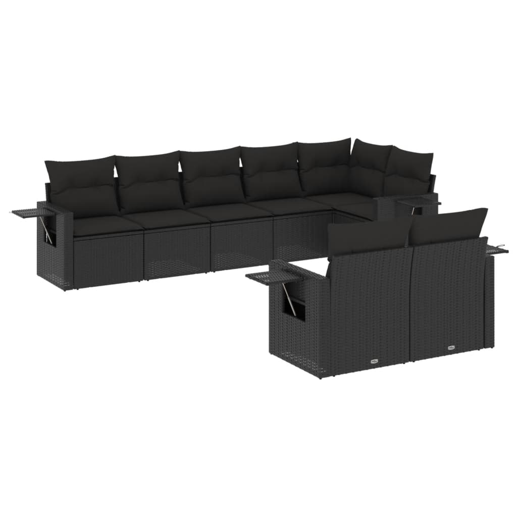 Thumbnail - vidaXL 8-tlg. Garten-Sofagarnitur mit Kissen Schwarz Poly Rattan