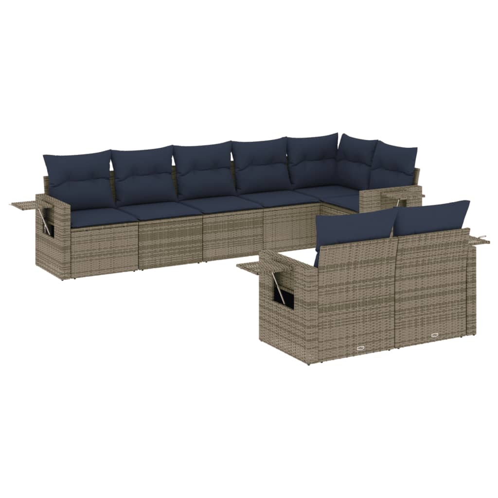Thumbnail - vidaXL 8-teiliges Gartensofa-Set mit Kissen, grau, Polyrattan