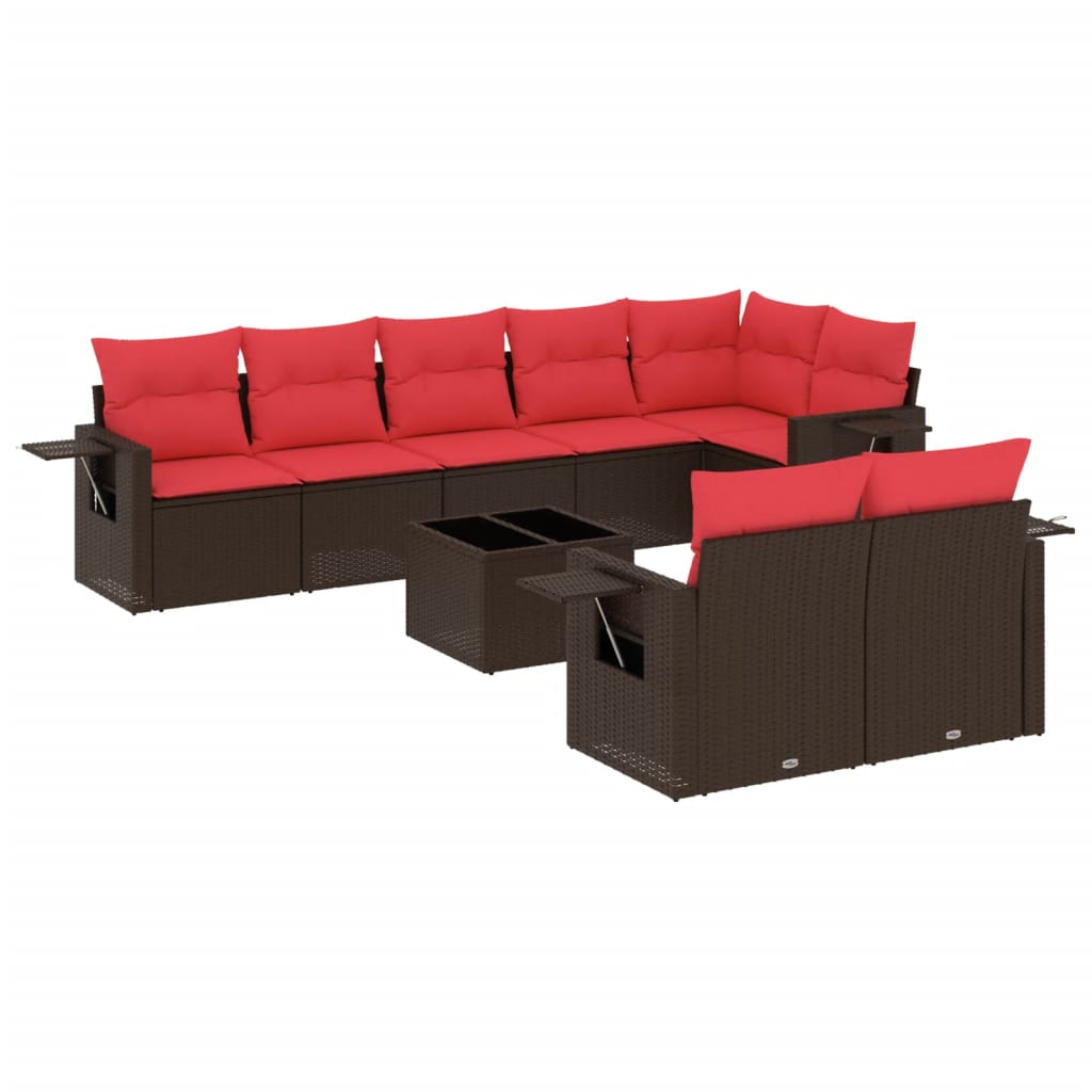 Thumbnail - vidaXL 9-teiliges Gartensofa-Set mit Kissen, braun, Polyrattan