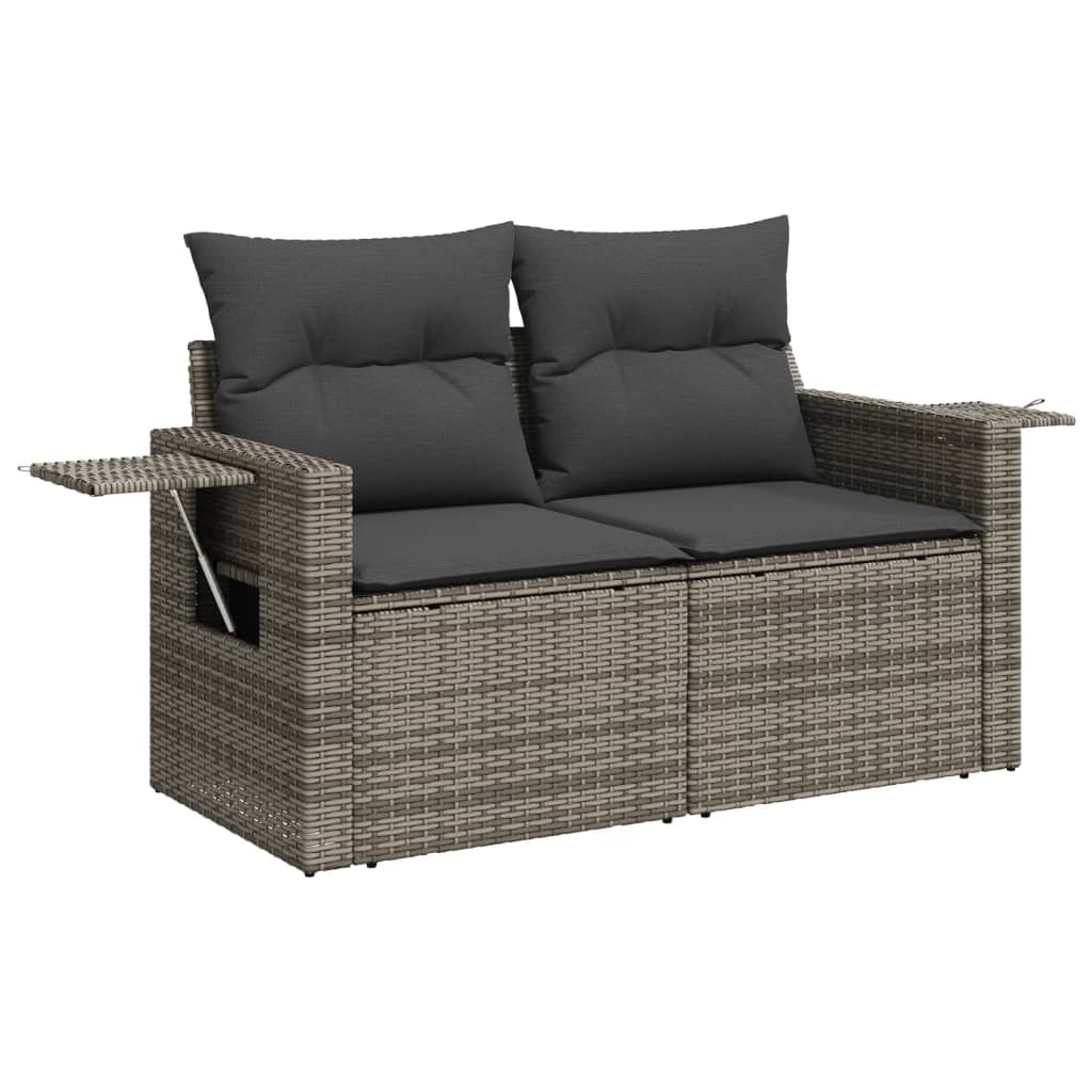 vidaXL 8-delige Loungeset met kussens poly rattan grijs afbeelding