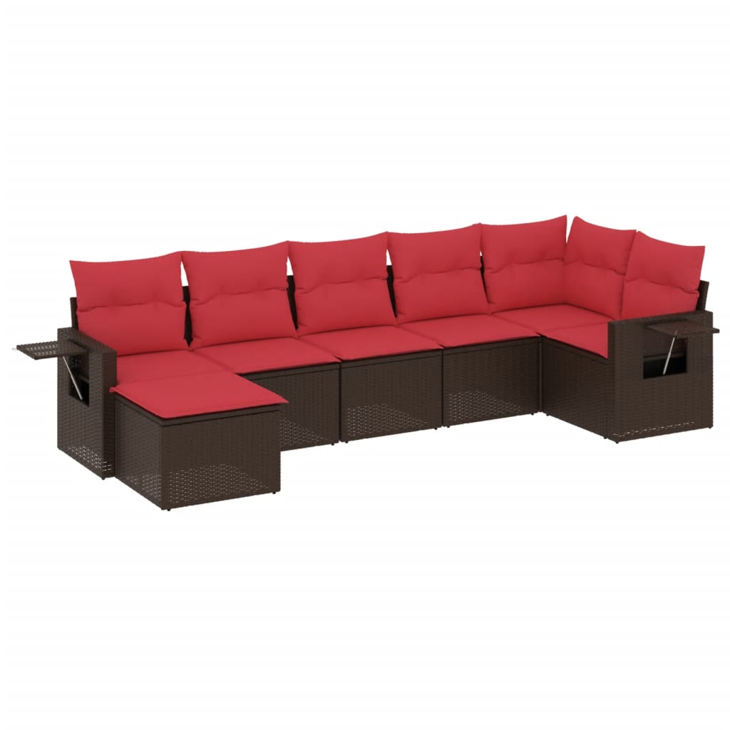 Thumbnail - vidaXL 7-teiliges Gartensofa-Set mit Kissen, braun, Polyrattan