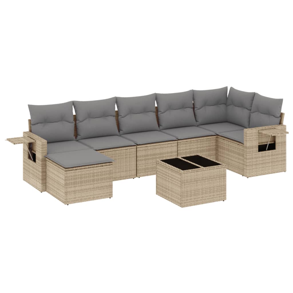 Thumbnail - vidaXL 8-tlg. Garten-Sofagarnitur mit Kissen Beige Poly Rattan