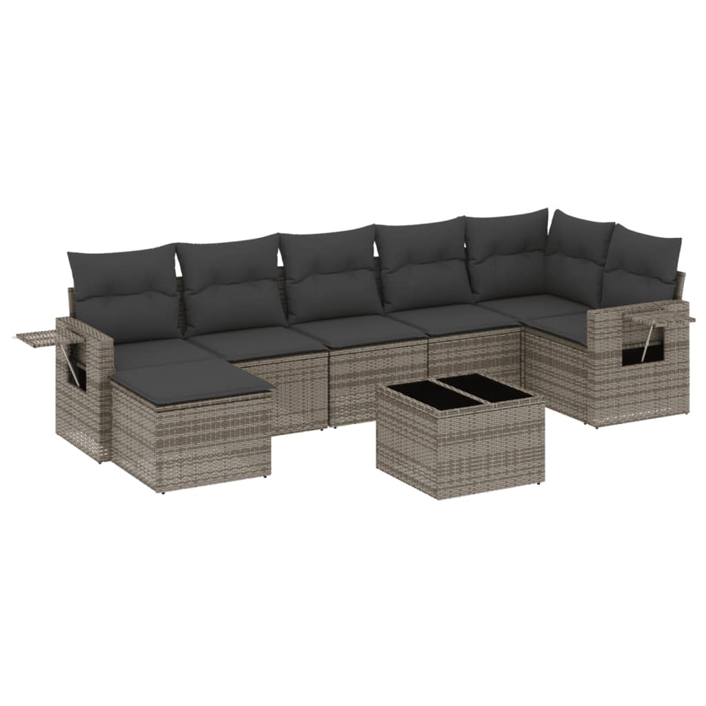 Thumbnail - vidaXL 8-tlg. Garten-Sofagarnitur mit Kissen Grau Poly Rattan
