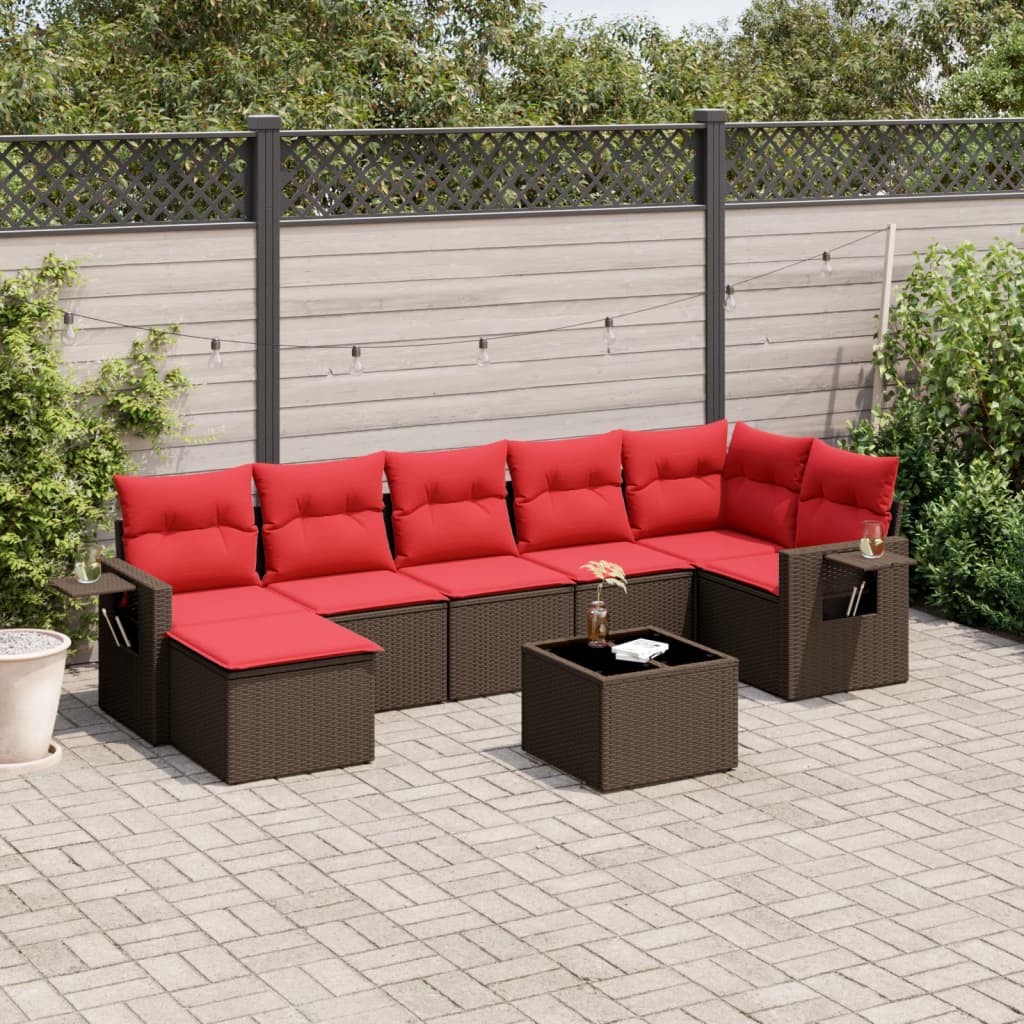 Thumbnail - vidaXL 8-teiliges Gartensofa-Set mit Kissen, braun, Polyrattan