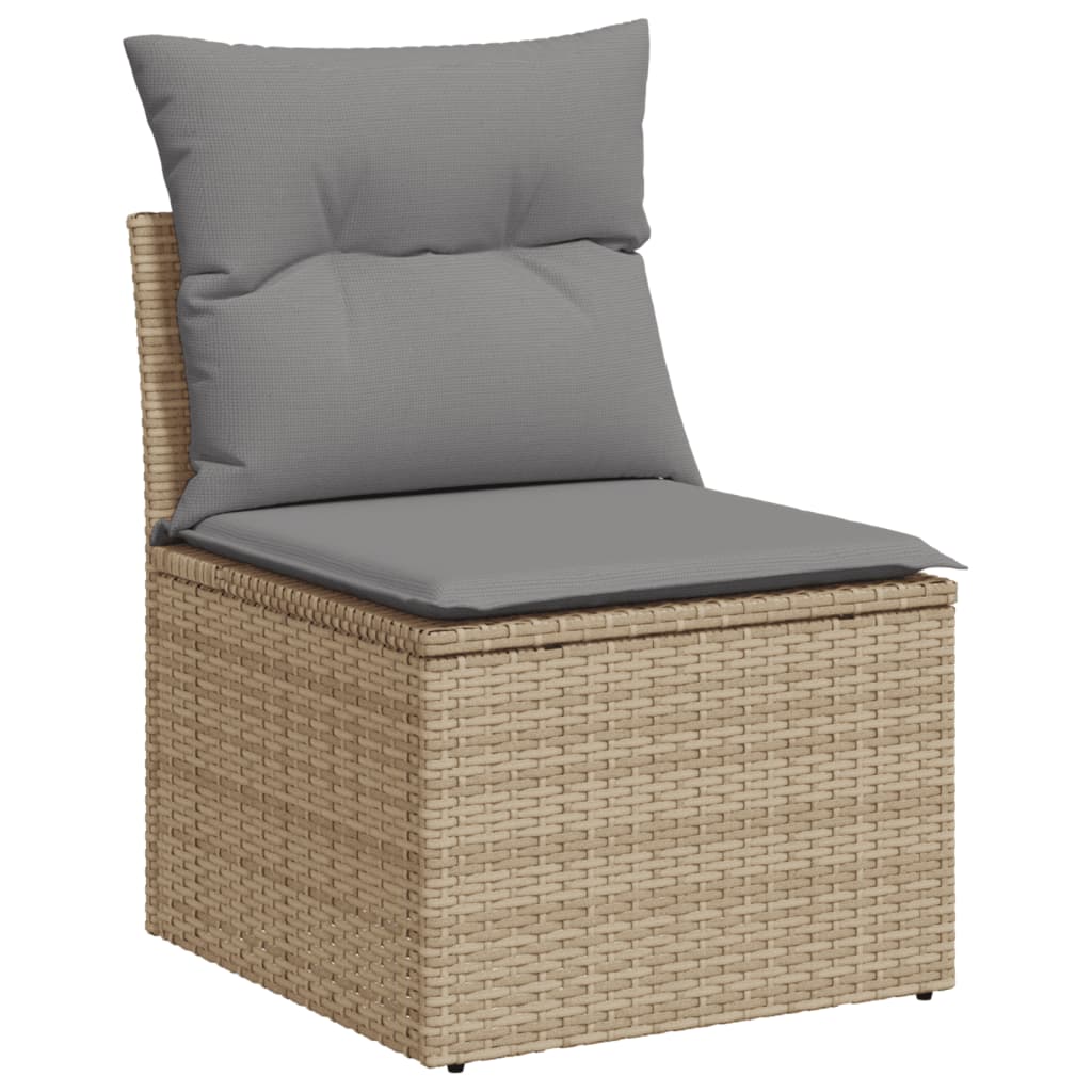 vidaXL 7-delige Loungeset met kussens poly rattan beige afbeelding