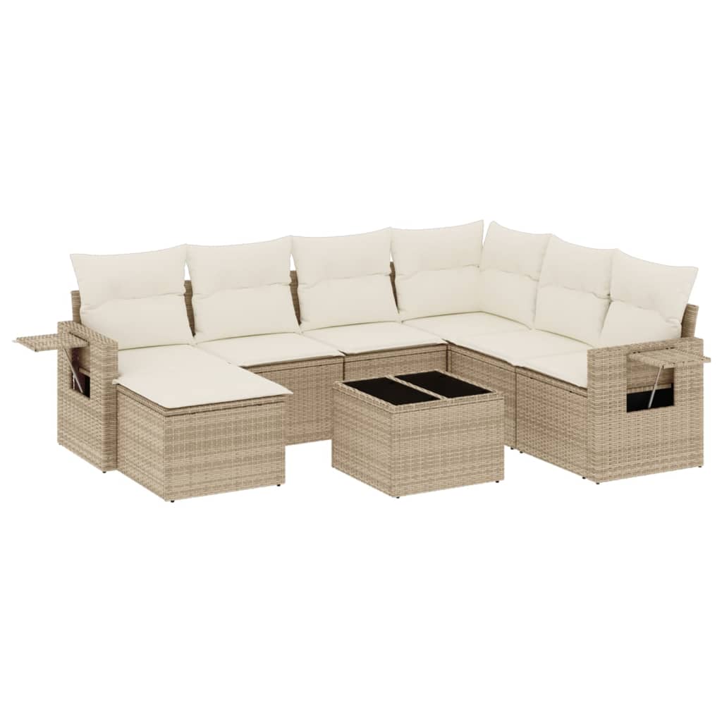 Thumbnail - vidaXL 8-tlg. Garten-Sofagarnitur mit Kissen Beige Poly Rattan