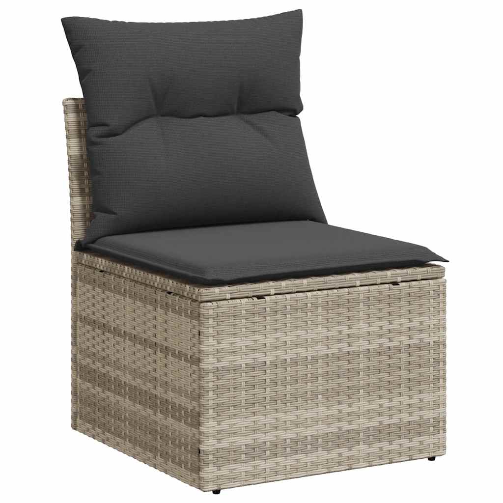 vidaXL 6-delige Loungeset met kussens poly rattan lichtgrijs grijs, foto 4