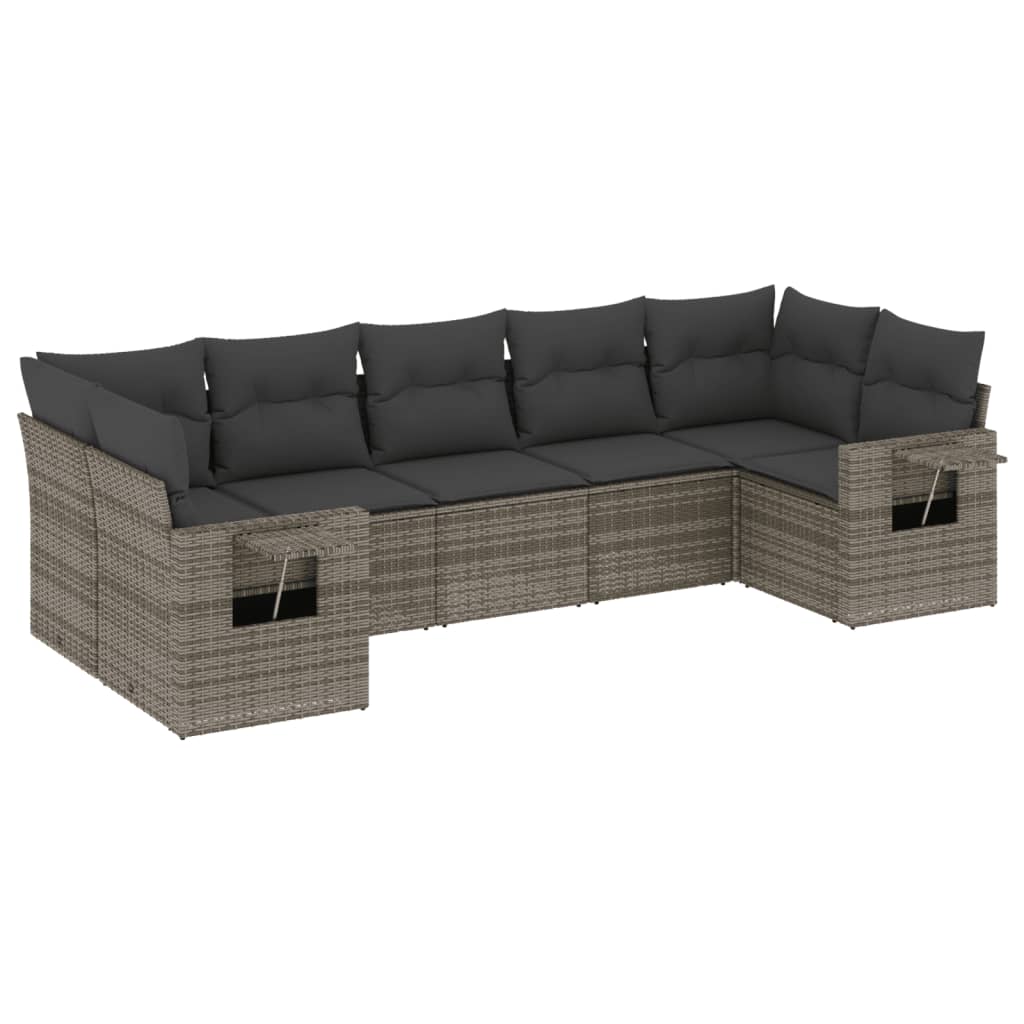 Thumbnail - vidaXL 7-tlg. Garten-Sofagarnitur mit Kissen Grau Poly Rattan