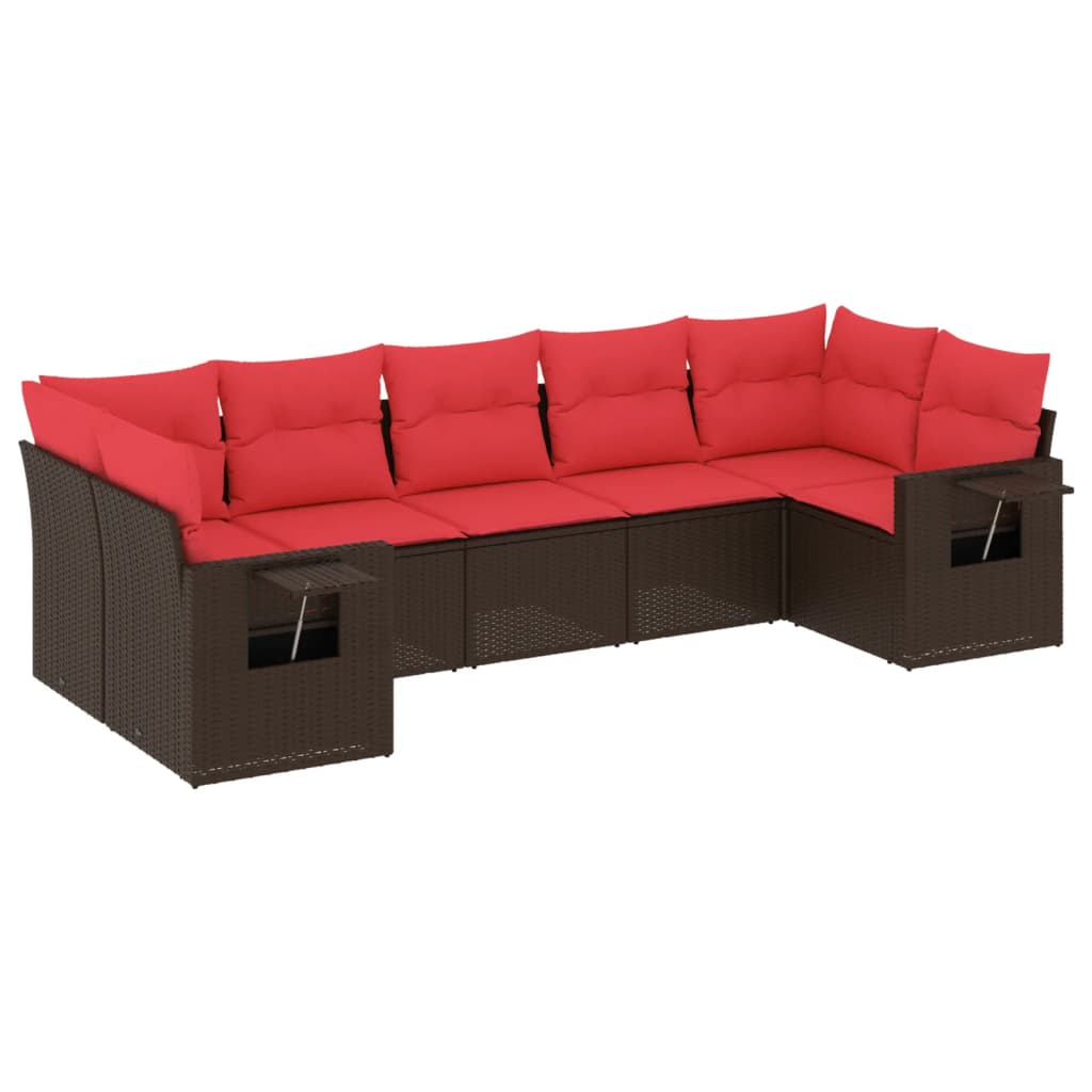 Thumbnail - vidaXL 7-teiliges Gartensofa-Set mit Kissen, braun, Polyrattan