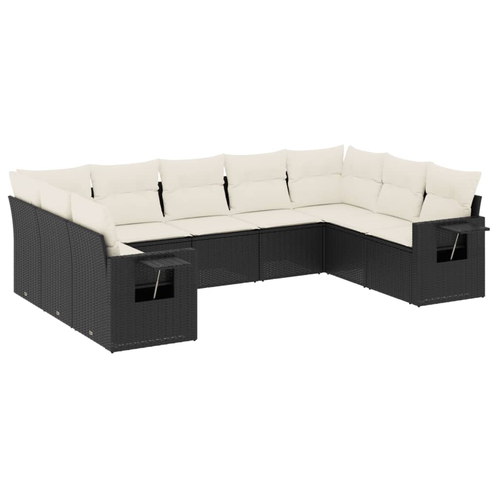Thumbnail - vidaXL 9-tlg. Garten-Sofagarnitur mit Kissen Schwarz Poly Rattan