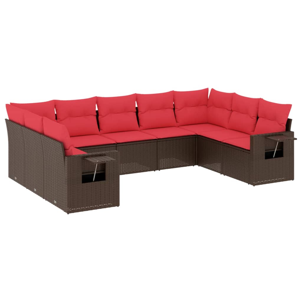 Thumbnail - vidaXL 9-teiliges Gartensofa-Set mit Kissen, braun, Polyrattan