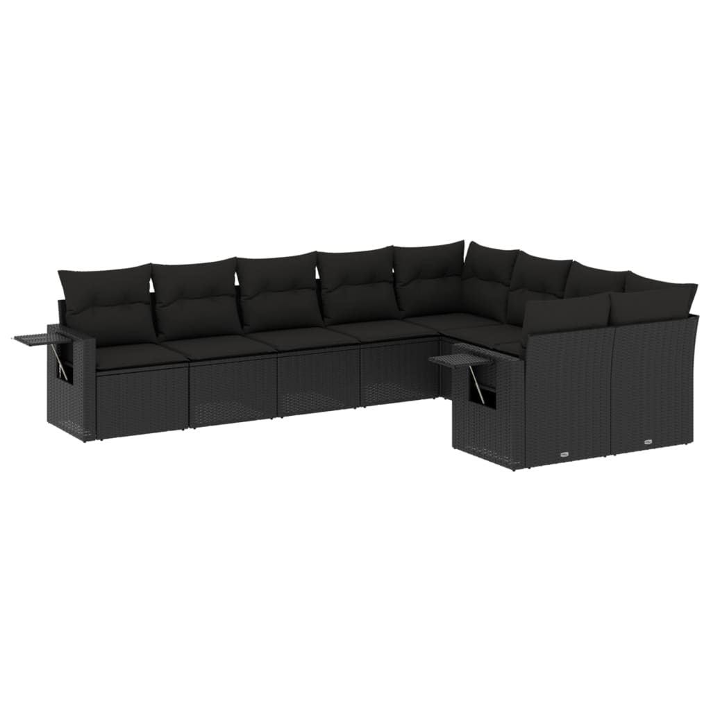 Thumbnail - vidaXL 9-tlg. Garten-Sofagarnitur mit Kissen Schwarz Poly Rattan