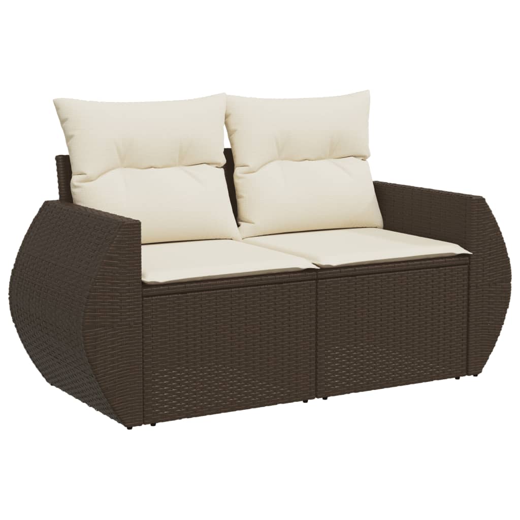 vidaXL 8-delige Loungeset met kussens poly rattan bruin