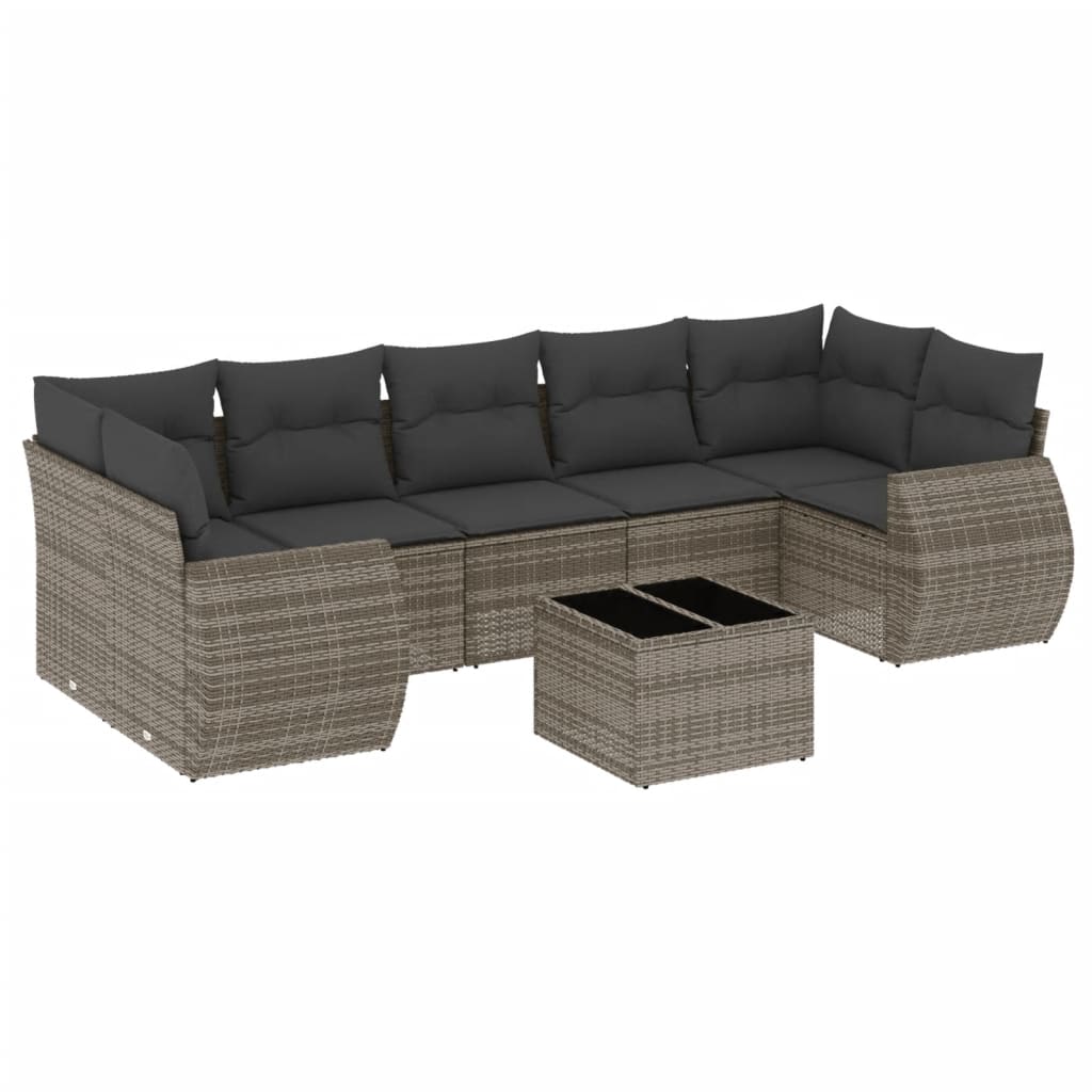 Thumbnail - vidaXL 8-tlg. Garten-Sofagarnitur mit Kissen Grau Poly Rattan