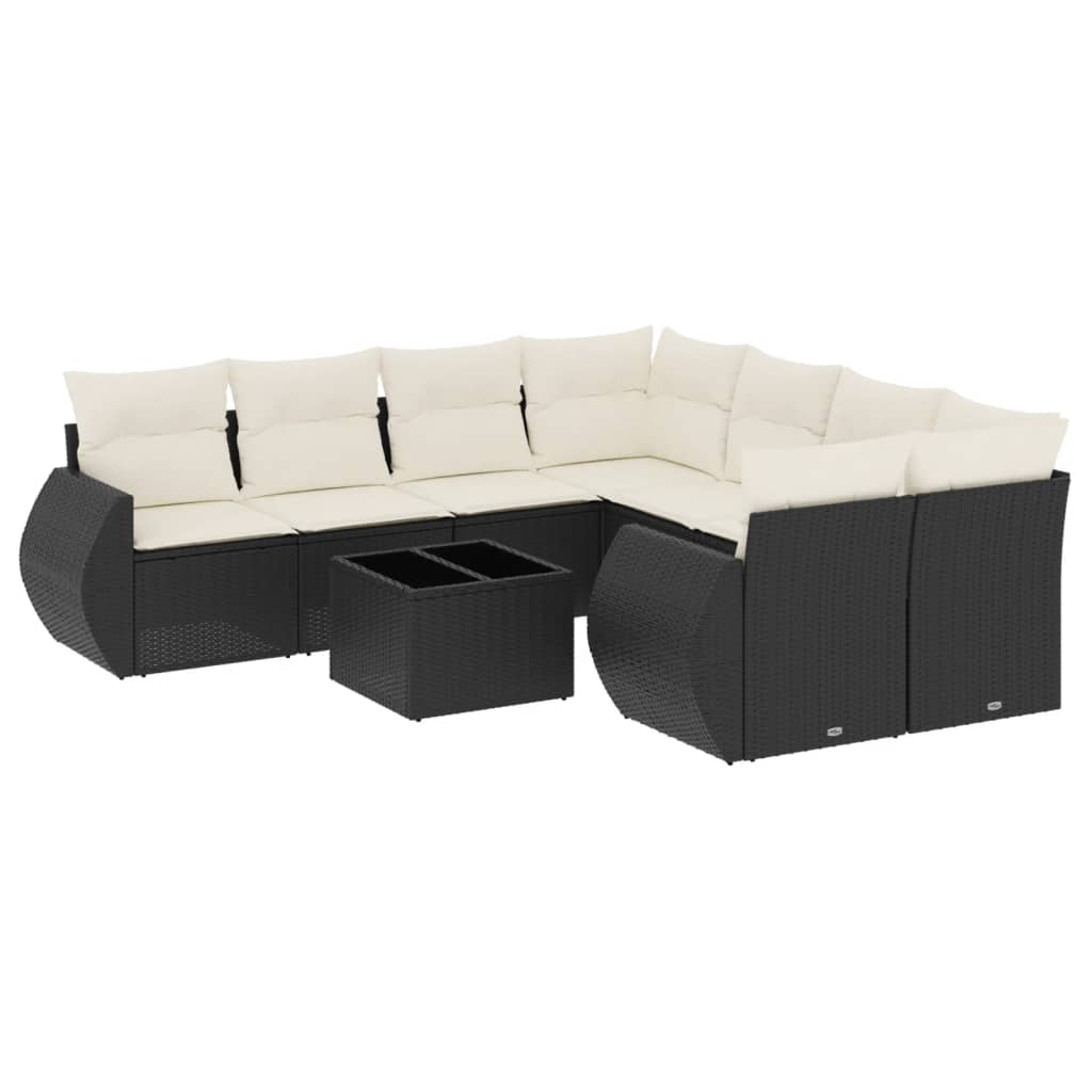 Thumbnail - vidaXL 9-tlg. Garten-Sofagarnitur mit Kissen Schwarz Poly Rattan