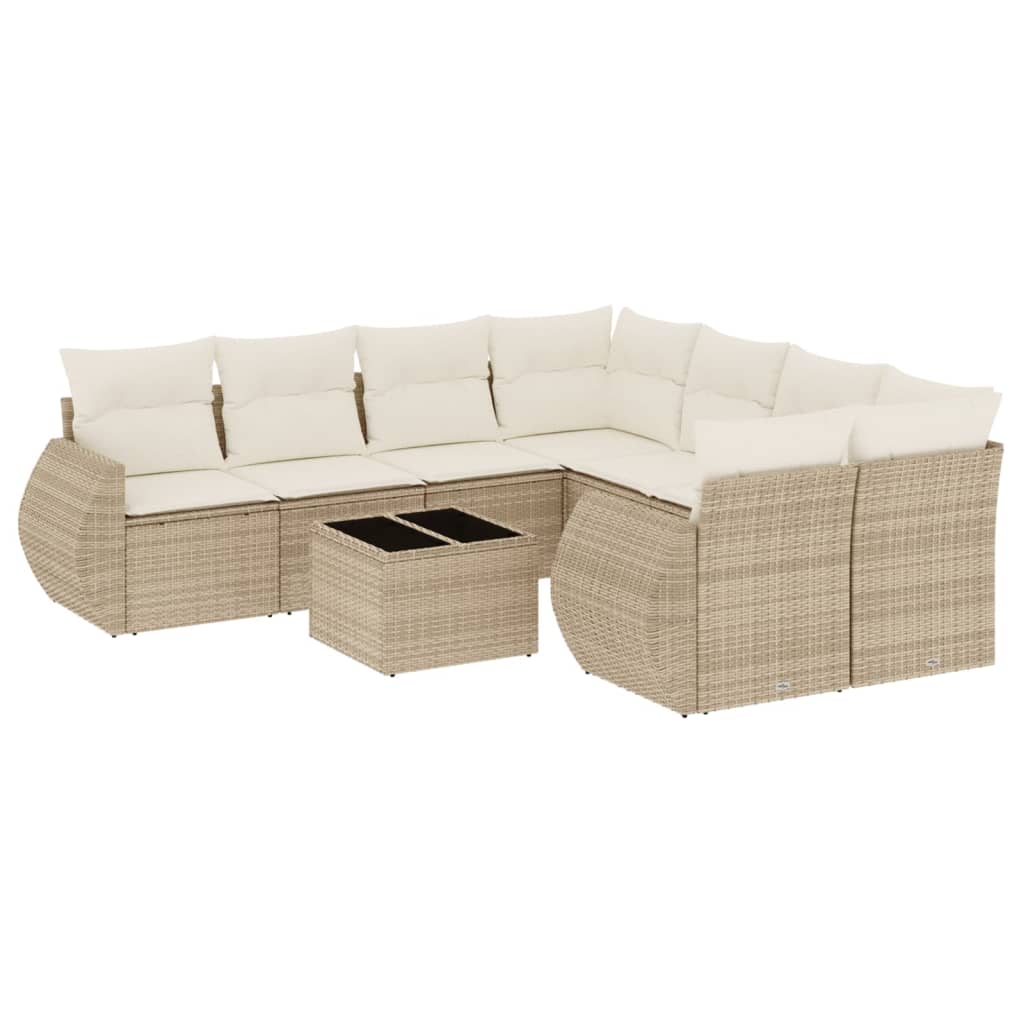 Thumbnail - vidaXL 9-tlg. Garten-Sofagarnitur mit Kissen Beige Poly Rattan