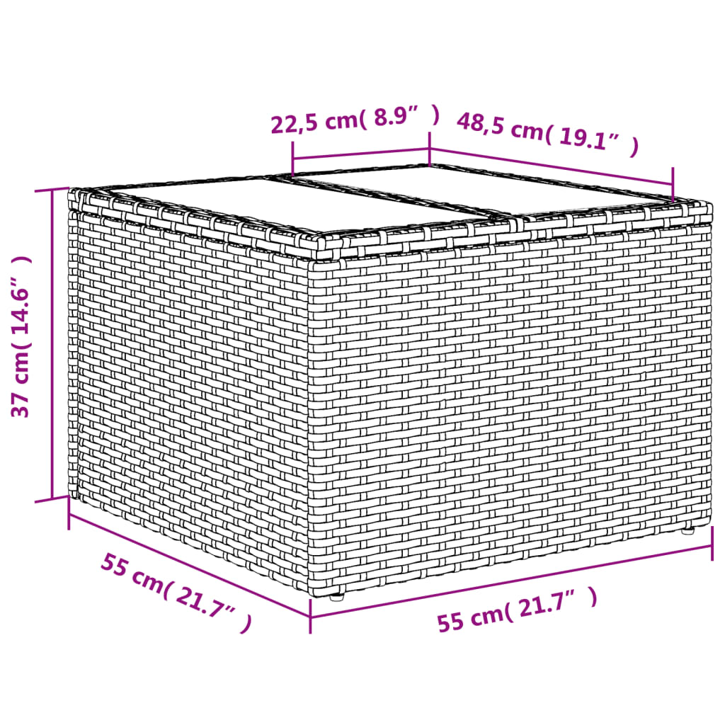 Zestaw wypoczynkowy rattanowy 8+2+1 beżowy 62x62x69cm