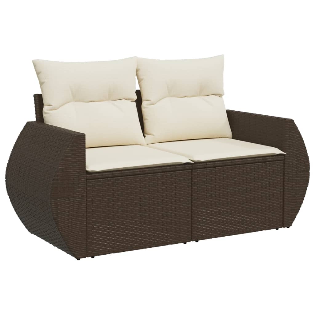 vidaXL 5-delige Loungeset met kussens poly rattan bruin