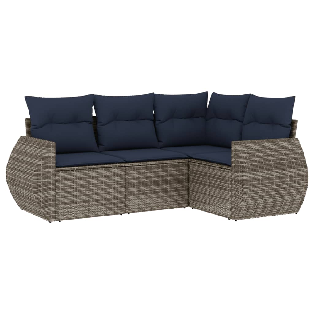 Thumbnail - vidaXL 4-teiliges Gartensofa-Set mit Kissen, grau, Polyrattan