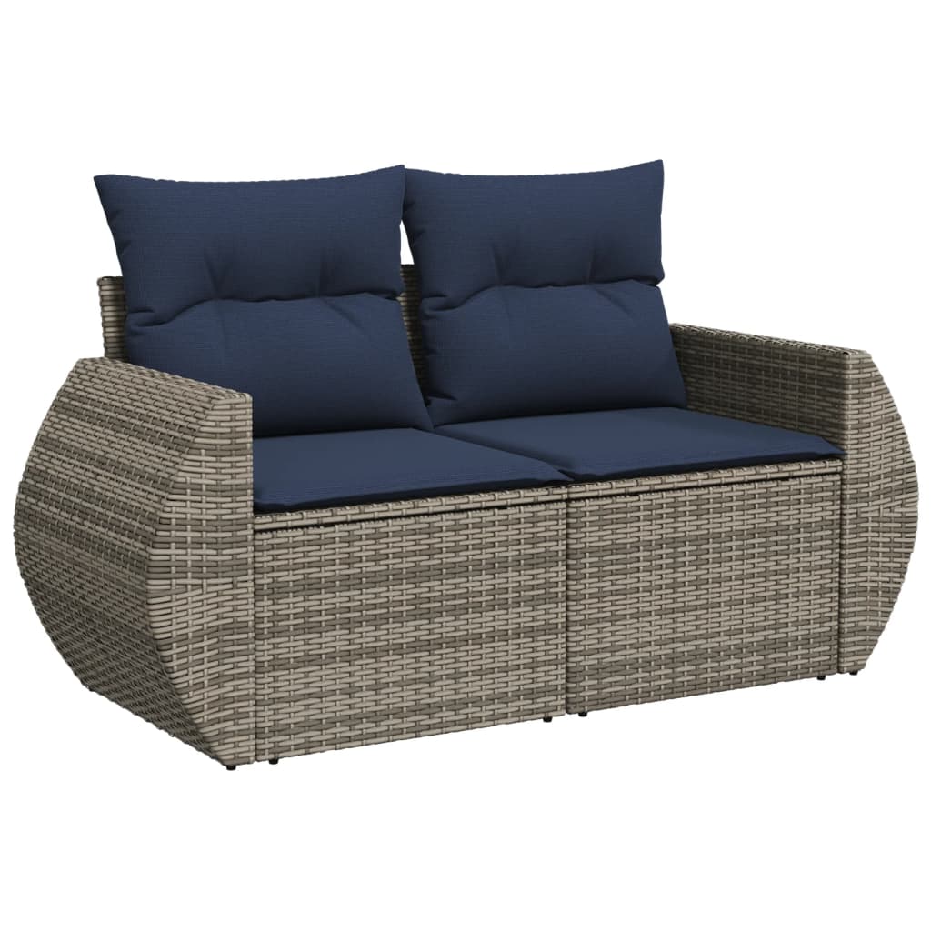Thumbnail - vidaXL 5-teiliges Gartensofa-Set mit Kissen, grau, Polyrattan