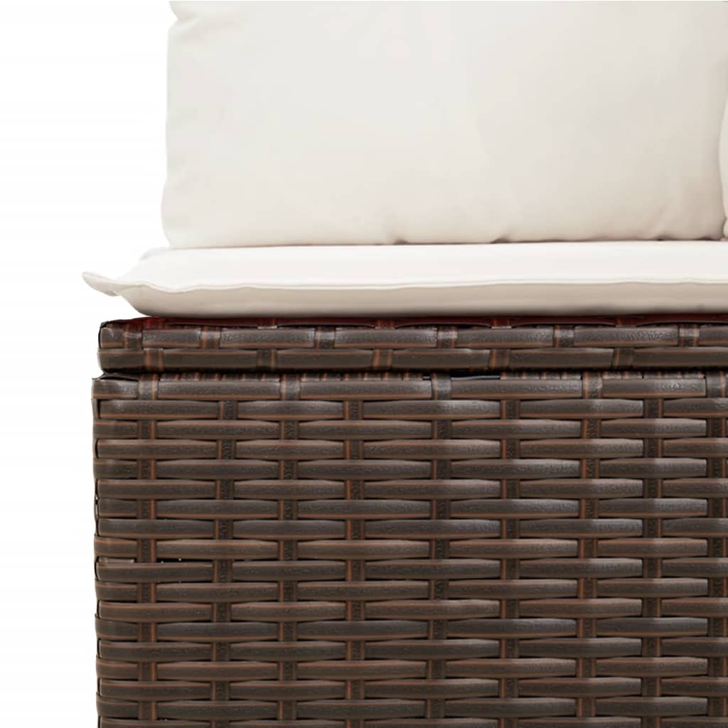 vidaXL 5-delige Loungeset met kussens poly rattan bruin