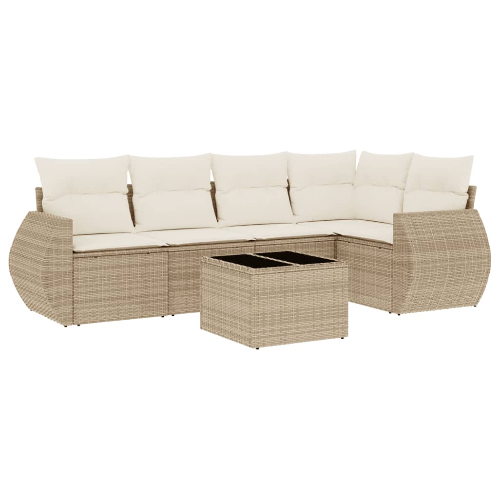 Thumbnail - vidaXL 6-tlg. Garten-Sofagarnitur mit Kissen Beige Poly Rattan