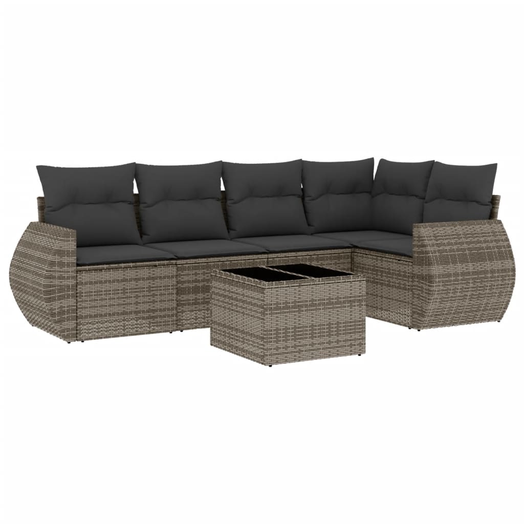 Thumbnail - vidaXL 6-tlg. Garten-Sofagarnitur mit Kissen Grau Poly Rattan