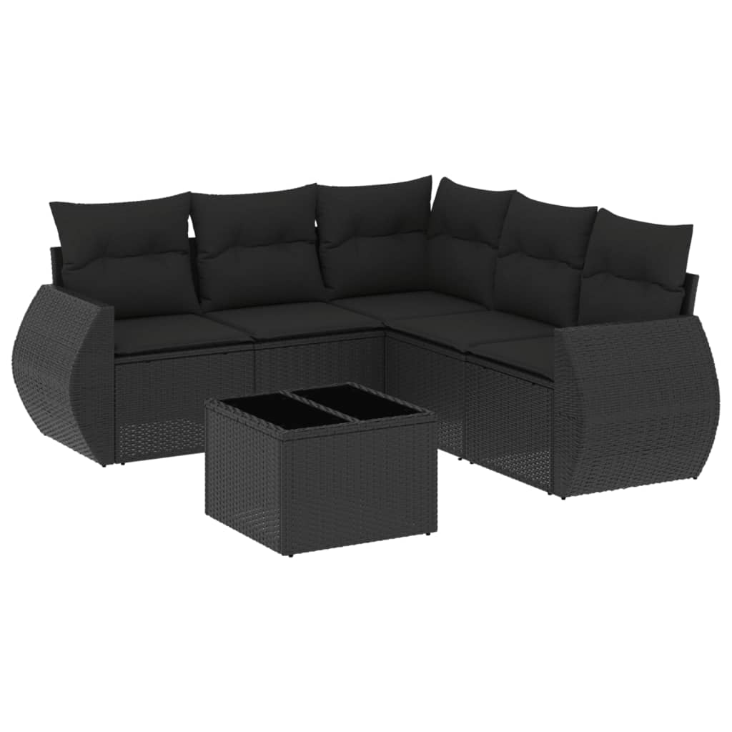 Thumbnail - vidaXL 6-tlg. Garten-Sofagarnitur mit Kissen Schwarz Poly Rattan