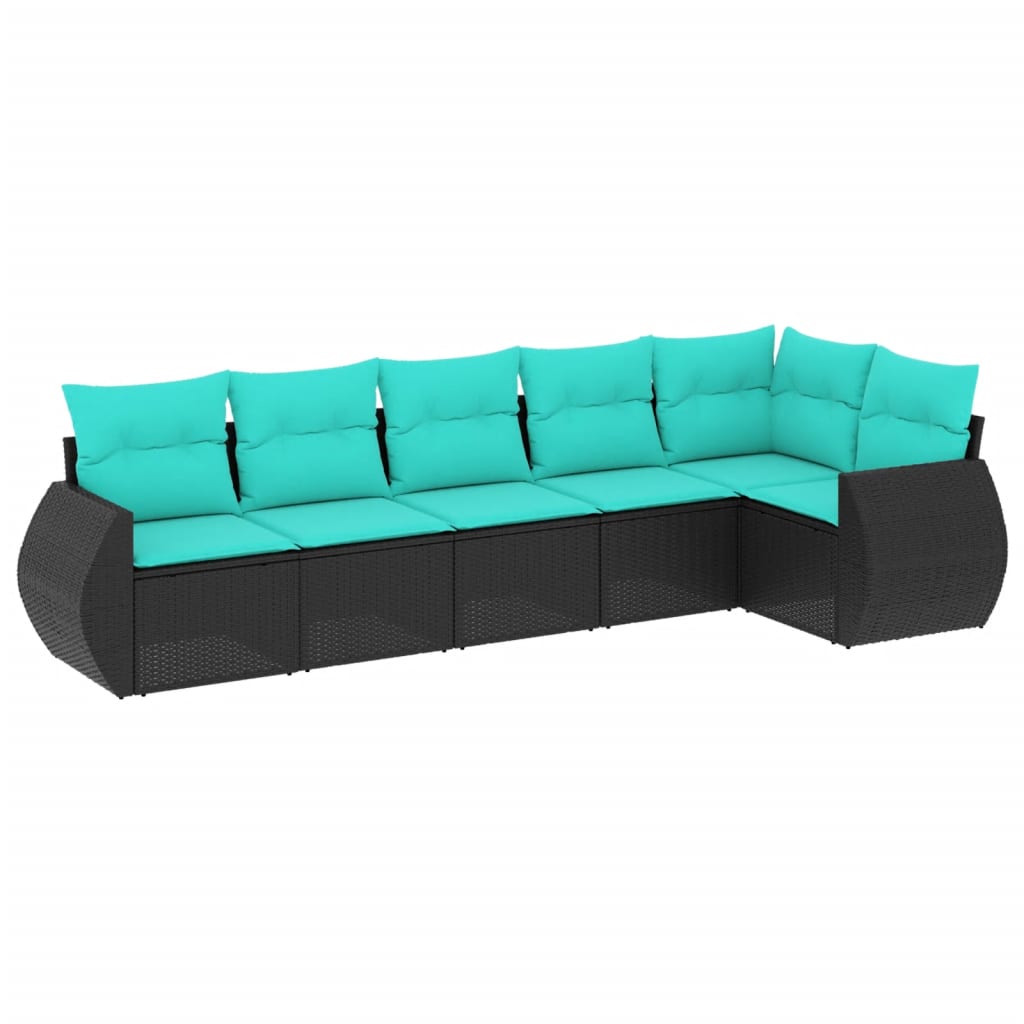 Thumbnail - vidaXL 6-teiliges Gartensofa-Set mit Kissen, schwarzes Polyrattan
