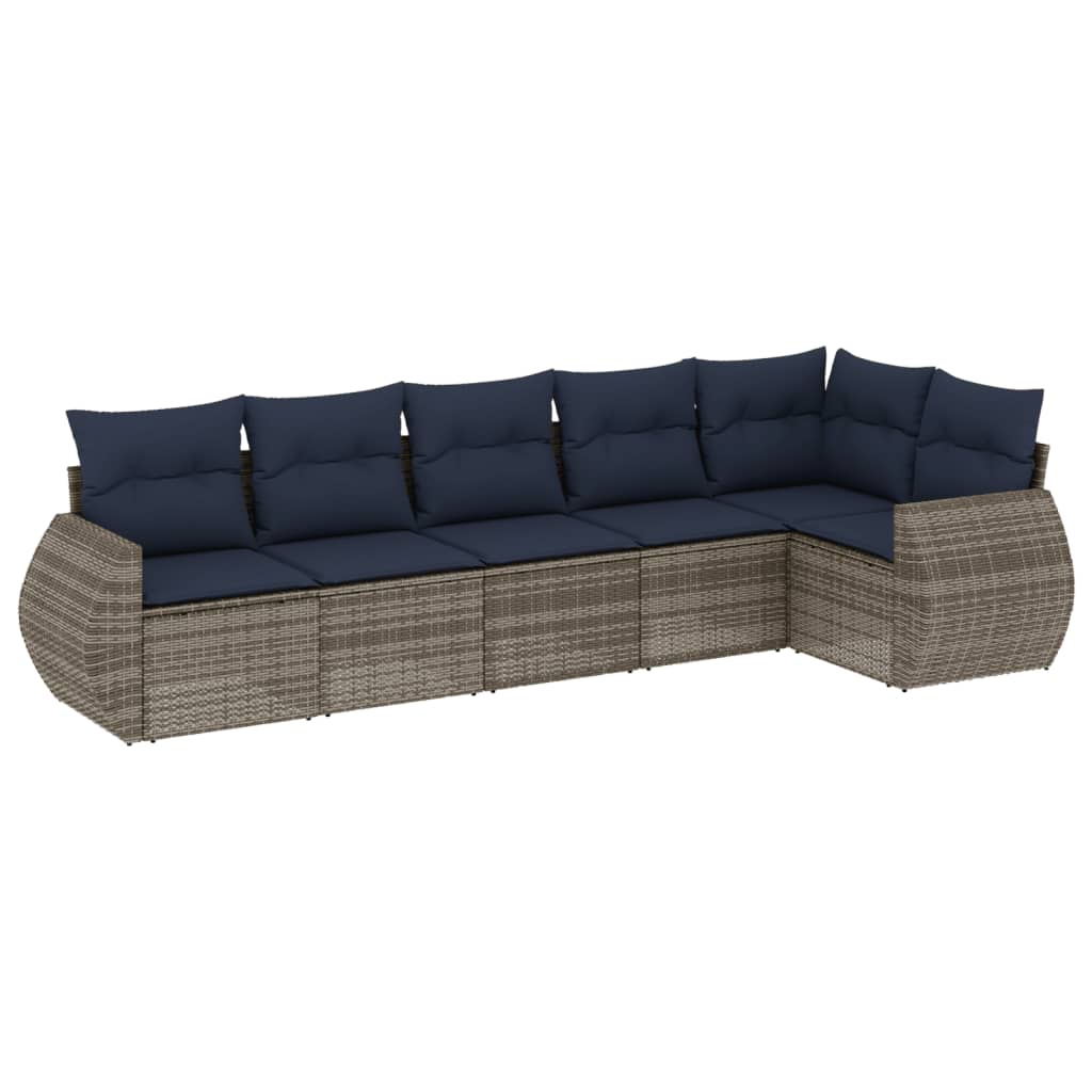 Thumbnail - vidaXL 6-teiliges Gartensofa-Set mit Kissen, grau, Polyrattan