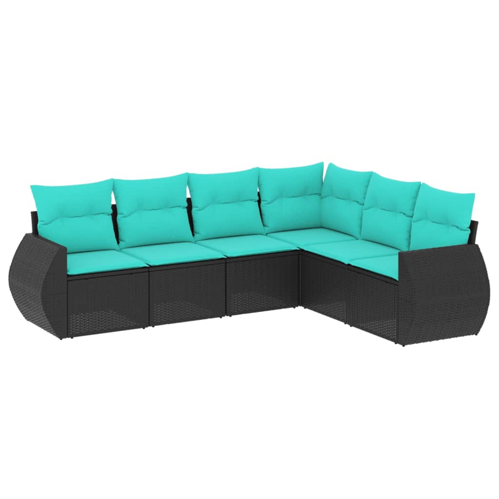 Thumbnail - vidaXL 6-teiliges Gartensofa-Set mit Kissen, schwarzes Polyrattan