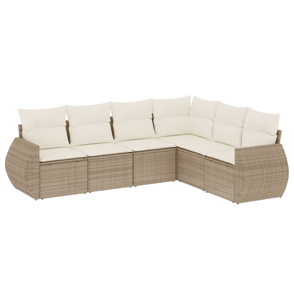 Thumbnail - vidaXL 6-tlg. Garten-Sofagarnitur mit Kissen Beige Poly Rattan