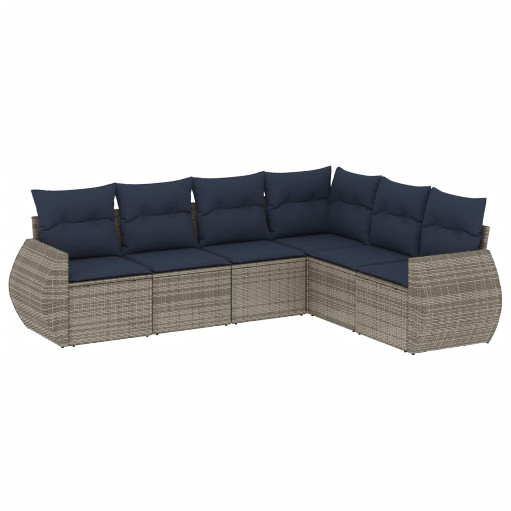 Thumbnail - vidaXL 6-teiliges Gartensofa-Set mit Kissen, grau, Polyrattan