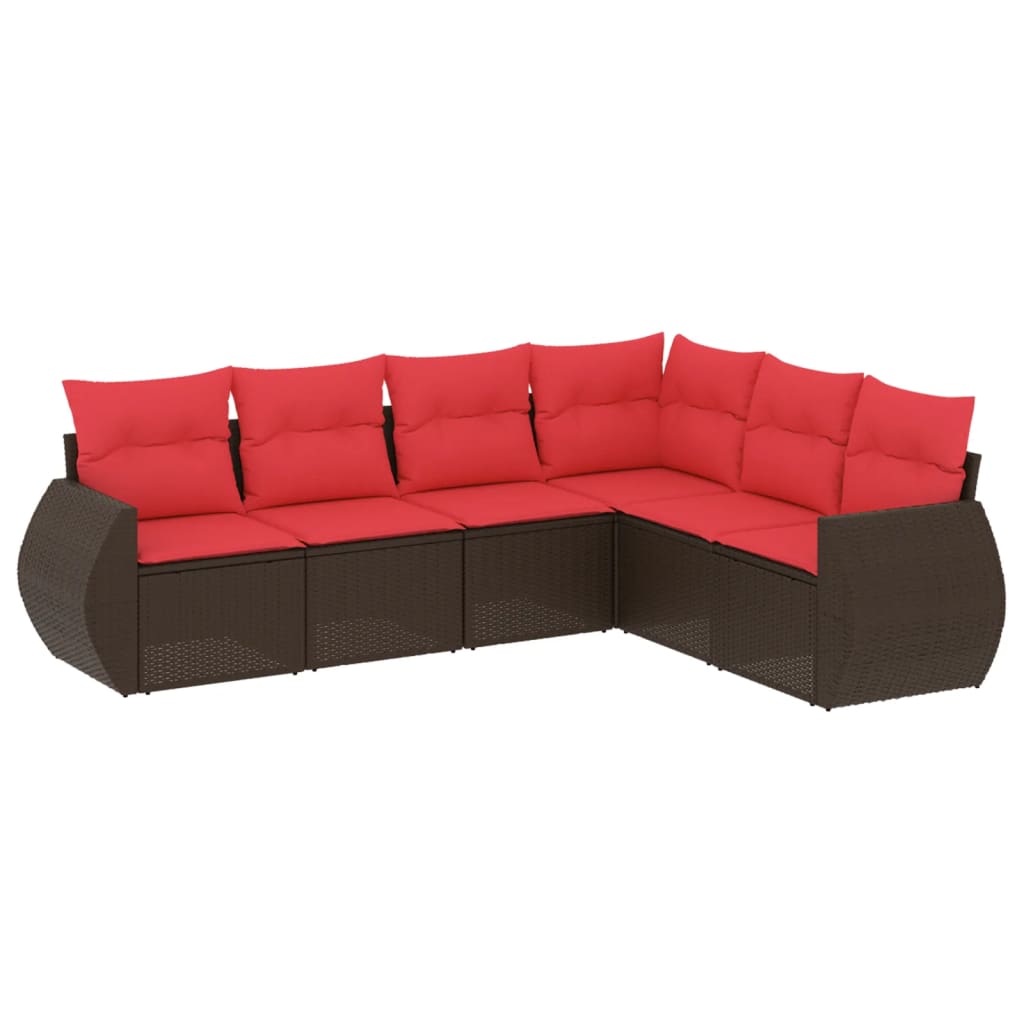 Thumbnail - vidaXL 6-teiliges Gartensofa-Set mit Kissen, braun, Polyrattan